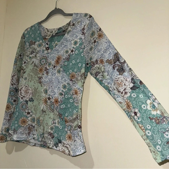 Women’s Vintage Coldwater Creek Y2K Paisley Print  with Glitter Details Top S: M - Picture 8 of 11